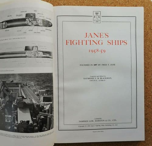 Jane's Fighting Ships 1958-59 classic 1950s reference book naval vessels Janes